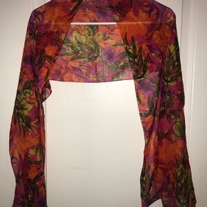 Vibrant Orange and Pink Floral Scarf Wrap